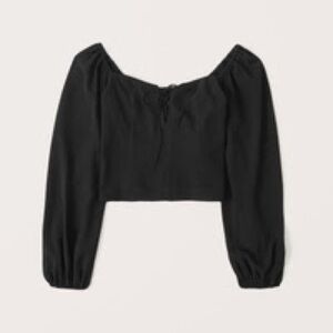 Abercrombie Puff Sleeve Lace-Up Sweetheart Blouse